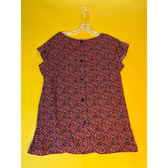 Halogen Leopard Print Blouse Top Womens 1X Red Button Up Back Flutter Sleeve NWT - Picture 5 of 6